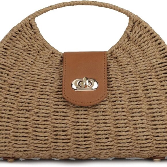 Handbags - Women Straw Beach Bag Handmade Woven Crossbody Shoulder Bags Top Handle Satchel